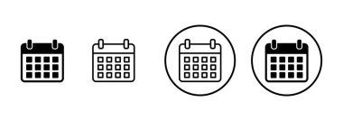 Takvim simgesi vektörü beyaz arkaplanda izole edildi. Takvim sembolü. Takvim vektör simgesi. Son teslim tarihi. Randevu. Süre