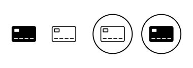 Kredi kartı simgesi vektörü beyaz arkaplanda izole edildi. Kredi kartı ödeme simgesi vektörü