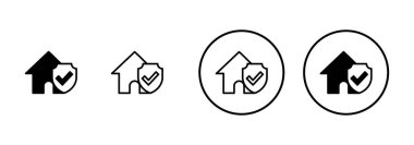 Beyaz arka planda ev sigortası ikonu vektörü izole edildi. ev koruma simgesi.