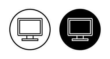 Beyaz arkaplanda bilgisayar simgesi vektörü izole edildi. PC Simge vektörü. Bilgisayar monitörü simgesi. Düz PC sembolü