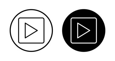 Beyaz arkaplanda izole edilmiş simge vektörünü çal. Düğme vektör simgesini oynat. Video simgesi vektörü