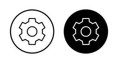 Simge vektörü beyaz arkaplanda izole ediliyor. vektör simgesi ayarlanıyor. Çarklar Simgesi Simgesi. Dişliler