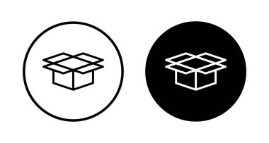 Kutu simgesi vektörü beyaz arkaplanda izole edildi. Karton kutu, ambalaj açık. Kutu vektörü simgesi