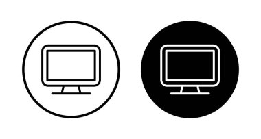 Beyaz arkaplanda bilgisayar simgesi vektörü izole edildi. PC Simge vektörü. Bilgisayar monitörü simgesi. Düz PC sembolü