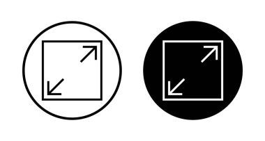 Beyaz arkaplanda tam ekran simge vektörü izole edildi. Tam ekran simgesine genişlet. Tam ekran işaret simgesi. Oklar sembolü