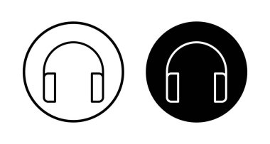 Kulaklık simgesi vektörü beyaz arkaplanda izole edildi. Kulaklık vektör simgesi. Ara bizi.