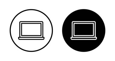 Dizüstü bilgisayar simgesi vektörü beyaz arkaplanda izole edildi. Laptop vektör simgesi