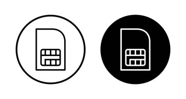 Beyaz arkaplanda Sim kart simgesi vektörü izole edildi. Mobil yuva simgesi. Cep telefonu sim kart çipi.