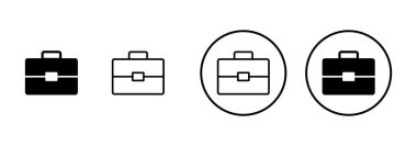 Beyaz arkaplanda izole edilmiş evrak çantası simgesi vektörü. Evrak çantası vektör simgesi
