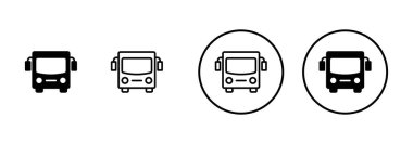 Otobüs simgesi vektörü beyaz arkaplanda izole edildi. Siyah yol vektör simgesi