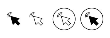 Beyaz arkaplanda simge vektörüne tıklayın. İmleç simgesi. Bilgisayar faresi imleç siyah ok simgelerine tıklayın. işaretleyici ok