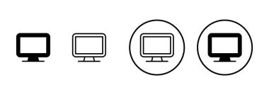 Beyaz arkaplanda bilgisayar simgesi vektörü izole edildi. PC Simge vektörü. Bilgisayar monitörü simgesi. Düz PC sembolü