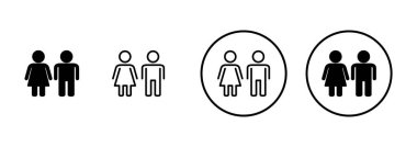 Beyaz arka planda erkek ve kadın ikon vektörü izole edildi. erkek ve kadın sembolü