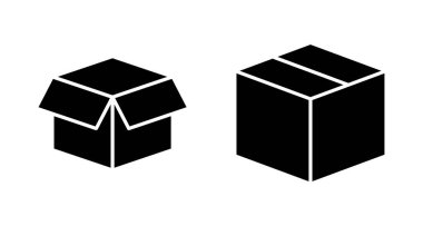 Kutu simgesi vektörü beyaz arkaplanda izole edildi. Karton kutu, ambalaj açık. Kutu vektörü simgesi