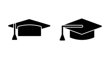 Eğitim ikonu vektörü beyaz arkaplanda izole edildi. Mezuniyet şapkası ikonu. Mezun olmak. Öğrenci şapkası