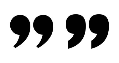 Beyaz arkaplanda izole edilmiş simge vektörü. Alıntı işareti simgesi. Tırnak işareti sembolü.