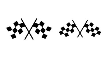 Beyaz arkaplanda ırk bayrağı ikonu vektörü izole edildi. Rekabet bayrak çizgisi vektör simgesi. Yarış bayrağı. Bayrağı bitirmeye başla. Damalı. Başla