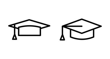 Eğitim ikonu vektörü beyaz arkaplanda izole edildi. Mezuniyet şapkası ikonu. Mezun olmak. Öğrenci şapkası