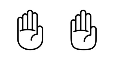 Beyaz arkaplanda el simgesi vektörü izole edildi. El hareketi. Eller dursun