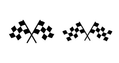 Beyaz arkaplanda ırk bayrağı ikonu vektörü izole edildi. Rekabet bayrak çizgisi vektör simgesi. Yarış bayrağı. Bayrağı bitirmeye başla. Damalı. Başla