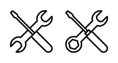 Beyaz arkaplanda izole edilmiş ikon vektörünü onar. İngiliz anahtarı ve tornavida simgesi. Ayarlar vektör simgesi. Bakım. araçlar