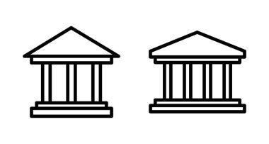 Banka simgesi vektörü beyaz arkaplanda izole edildi. Banka vektör simgesi, müze, üniversite