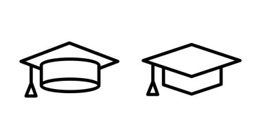 Eğitim ikonu vektörü beyaz arkaplanda izole edildi. Mezuniyet şapkası ikonu. Mezun olmak. Öğrenci şapkası