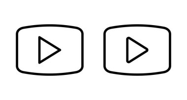 Beyaz arkaplanda izole edilmiş simge vektörünü çal. Düğme vektör simgesini oynat. Video simgesi vektörü