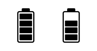 Batarya ikonu vektörü beyaz arkaplanda izole edildi. Batarya vektör simgesi. Şarj seviyesi. pil yükleme simgesi