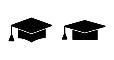 Eğitim ikonu vektörü beyaz arkaplanda izole edildi. Mezuniyet şapkası ikonu. Mezun olmak. Öğrenci şapkası