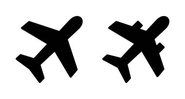Beyaz arkaplanda izole edilmiş düzlem simgesi vektörü. Uçak vektör simgesi. Uçuş taşıma sembolü. Seyahat elementi çizimi. Tatil sembolü. Uçak.