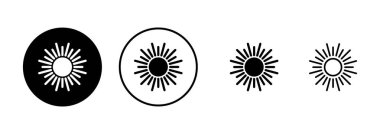 Beyaz arkaplanda izole edilmiş güneş simgesi vektörü. Güneş vektörü simgesi