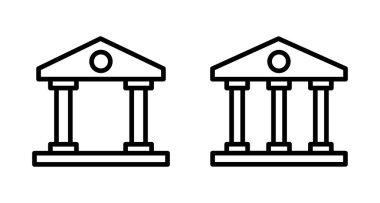 Banka simgesi vektörü beyaz arkaplanda izole edildi. Banka vektör simgesi, müze, üniversite