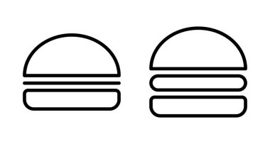 Hamburger ikonu vektörü beyaz arkaplanda izole edildi. Hamburger ve hamburger ikonu. Fast food vektör simgesi