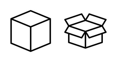 Kutu simgesi vektörü beyaz arkaplanda izole edildi. Karton kutu, ambalaj açık. Kutu vektörü simgesi