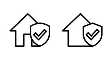 Beyaz arka planda ev sigortası ikonu vektörü izole edildi. ev koruma simgesi.