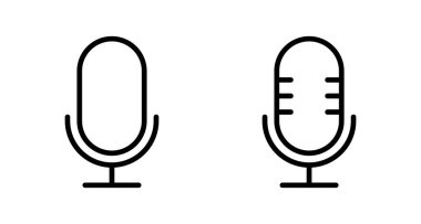 Beyaz arkaplanda izole edilmiş mikrofon simgesi vektörü. Mikrofon işareti. Karaoke mikrofon ikonu. Yayın mikrofonu işareti