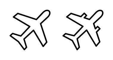 Beyaz arkaplanda izole edilmiş düzlem simgesi vektörü. Uçak vektör simgesi. Uçuş taşıma sembolü. Seyahat elementi çizimi. Tatil sembolü. Uçak.