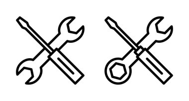 Beyaz arkaplanda izole edilmiş ikon vektörünü onar. İngiliz anahtarı ve tornavida simgesi. Ayarlar vektör simgesi. Bakım. araçlar
