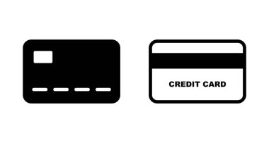 Kredi kartı simgesi vektörü beyaz arkaplanda izole edildi. Kredi kartı ödeme simgesi vektörü