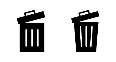 Çöp simgesi vektörü beyaz arkaplanda izole edildi. Çöp kutusu simgesi. Simge vektörünü sil