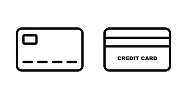 Kredi kartı simgesi vektörü beyaz arkaplanda izole edildi. Kredi kartı ödeme simgesi vektörü