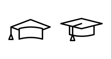 Eğitim ikonu vektörü beyaz arkaplanda izole edildi. Mezuniyet şapkası ikonu. Mezun olmak. Öğrenci şapkası