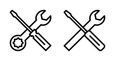 Beyaz arkaplanda izole edilmiş ikon vektörünü onar. İngiliz anahtarı ve tornavida simgesi. Ayarlar vektör simgesi. Bakım. araçlar