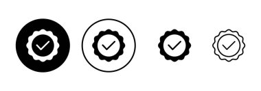 Beyaz arkaplanda izole edilmiş simge vektörü. Onaylı Madalya Simgesi vektörü. işaretle