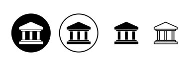 Banka simgesi vektörü beyaz arkaplanda izole edildi. Banka vektör simgesi, müze, üniversite