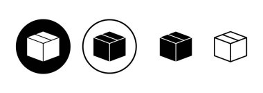 Kutu simgesi vektörü beyaz arkaplanda izole edildi. Karton kutu, ambalaj açık. Kutu vektörü simgesi