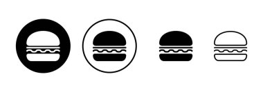 Hamburger ikonu vektörü beyaz arkaplanda izole edildi. Hamburger ve hamburger ikonu. Fast food vektör simgesi