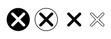 Beyaz arkaplanda izole edilmiş simge vektörünü kapat. Simgeyi sil. sil, iptal et, çıkış sembolü