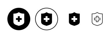 Sağlık sigortası ikonu vektörü beyaz arka planda izole edildi. Sigorta sağlık belgesi simgesi